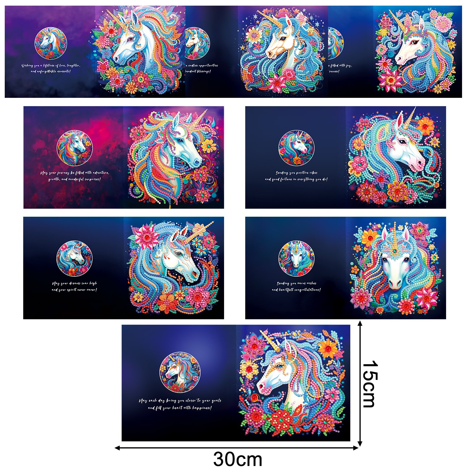 Diamond Painting 5D Greeting Cards Horse Flower Crystal Special Shaped Diamond DIY Diamond Art Postcards