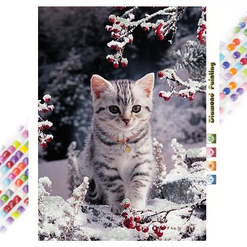Animal Cat Diamond Art Painting Snow Landscape 5D Diamond Painting DIY Full Drill Home Decoration Custom Picture Wholesale