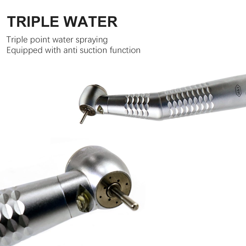 Dental Triple Water Spray High Speed Rotation Handpiece LED Ceramic Bearing Standard Head Air Turbine E-Generator 4/2Holes Tools