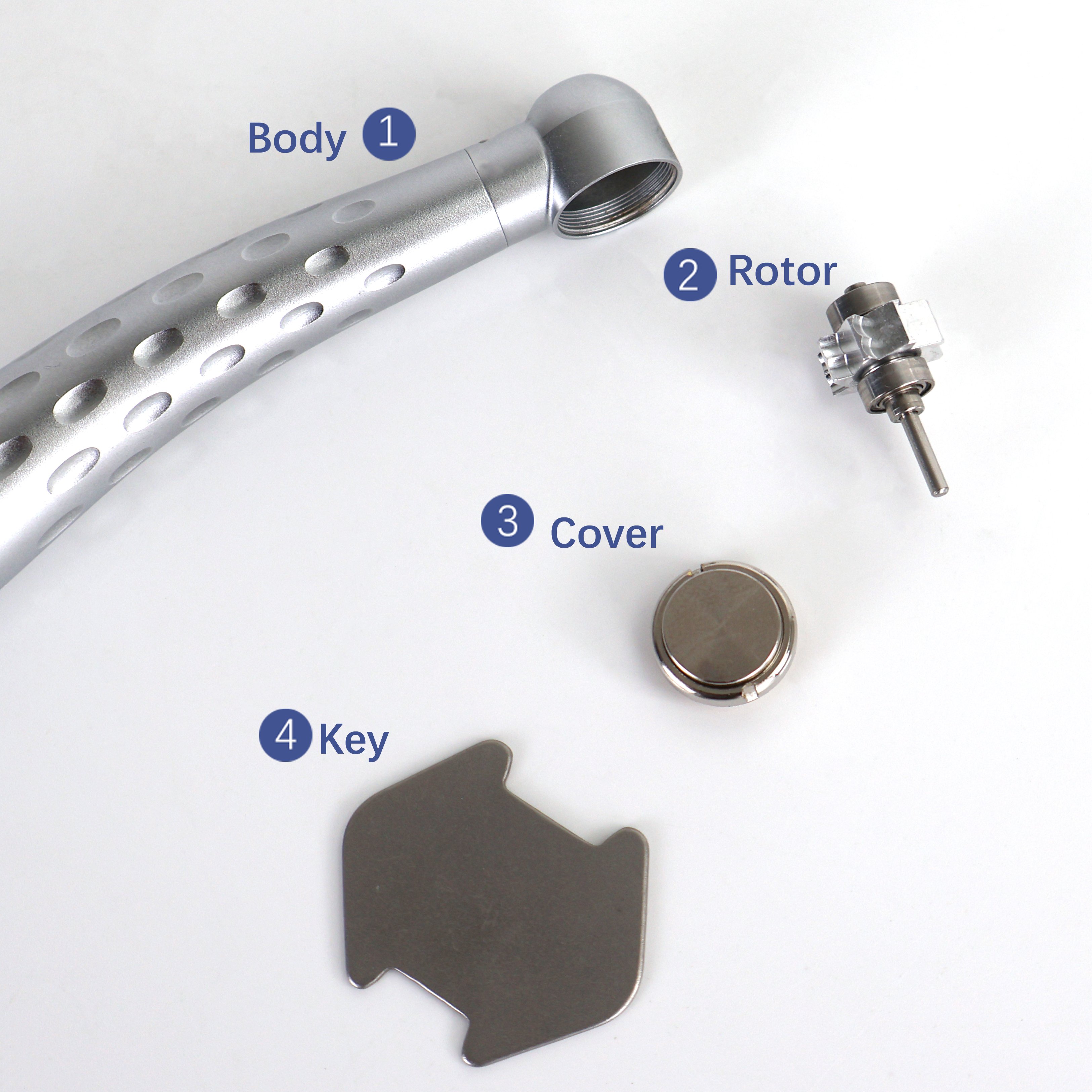 Dental LED High Speed Handpiece Self-Power E-Generator Push Button Ceramic Bearing Cartridge Air Turbine with 4 Water Spray