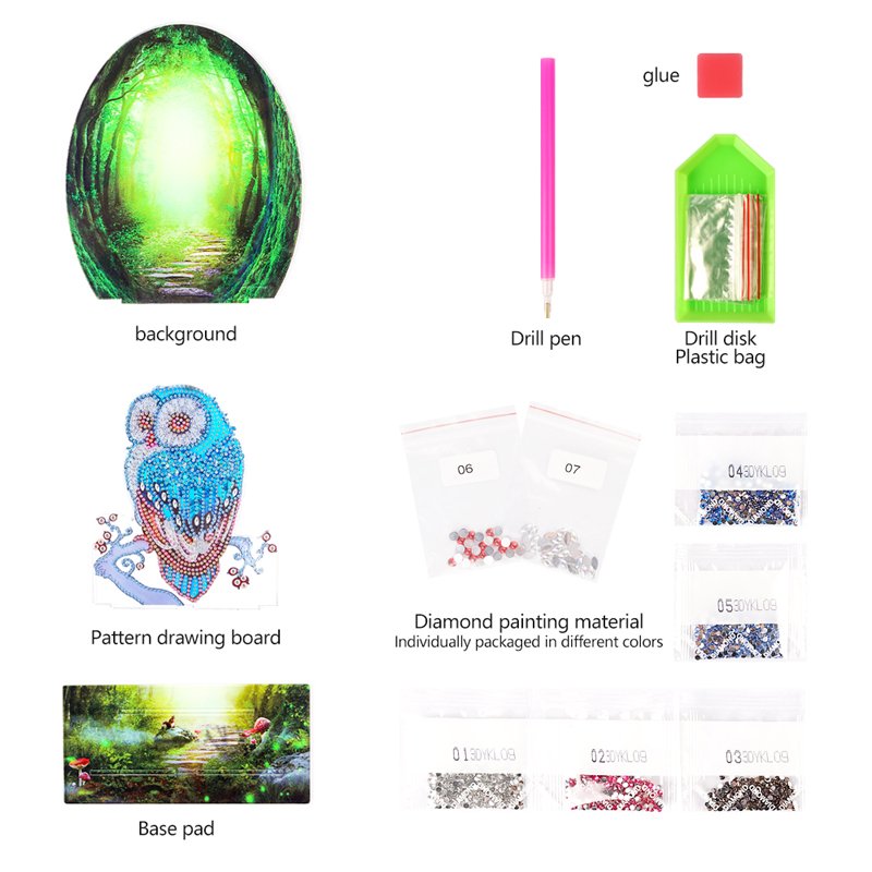 DIY 5d Diamond Painting 3d Three-Dimensional Puzzle Special Shaped Diamond Acrylic Puzzle Owl Picture Crystal Home Decoration
