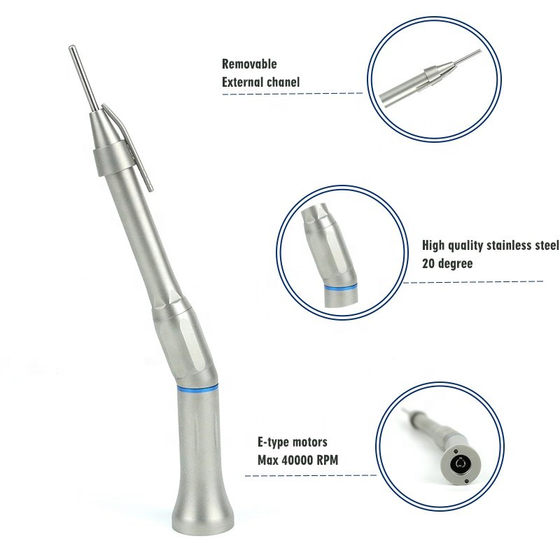 Dental Low Speed 20 Degree Surgical Straight Handpiece 1: 1 Surgical contra angle dental handpiece air turbine