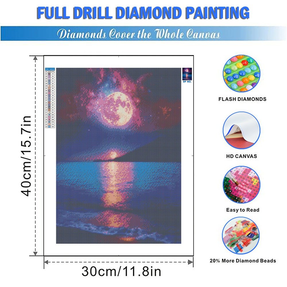 DIY 5D Diamond Painting Kits Landscape Moon Pictures Full Drill Diamond Mosaic Handmade Rhinestone Embroidery Home Decor Gifts