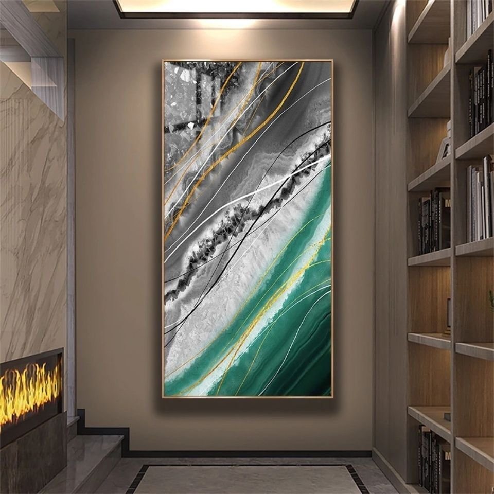 Hot selling abstract modern luxury marble landscape 5d diamond crystal porcelain painting wall art home decor