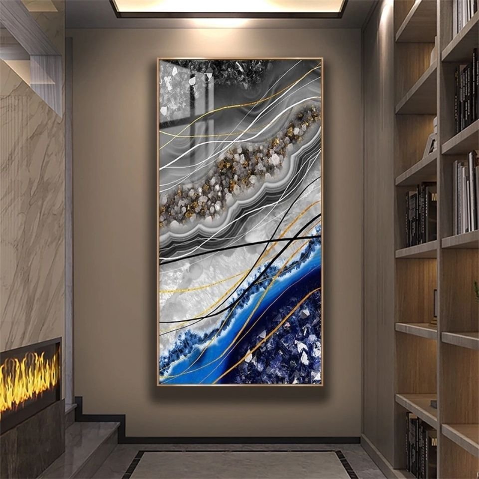 Hot selling abstract modern luxury marble landscape 5d diamond crystal porcelain painting wall art home decor