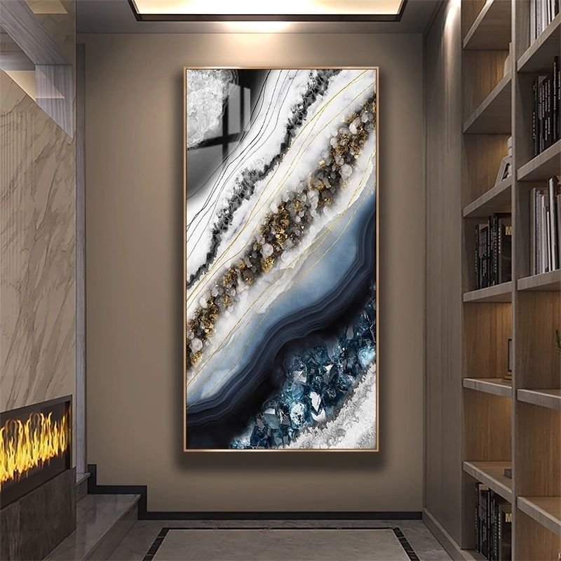 Hot selling abstract modern luxury marble landscape 5d diamond crystal porcelain painting wall art home decor