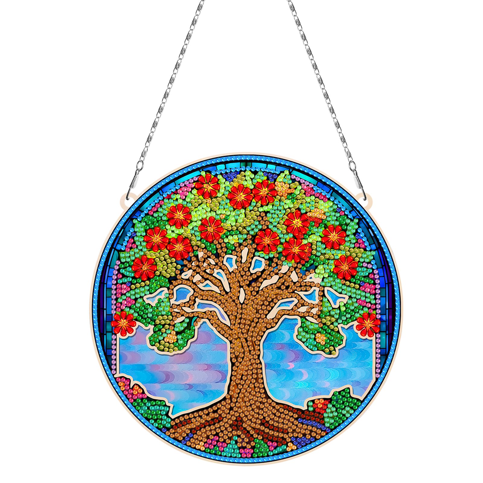 Mandala Flower Dog Cow Owl Wooden Diy Hanging Diamonds Painting Pendant Kit