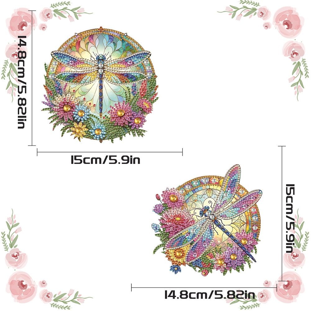 2024 new arrival 2Pcs Beautiful Dragonfly 5D DIY Craft Pendant Kit