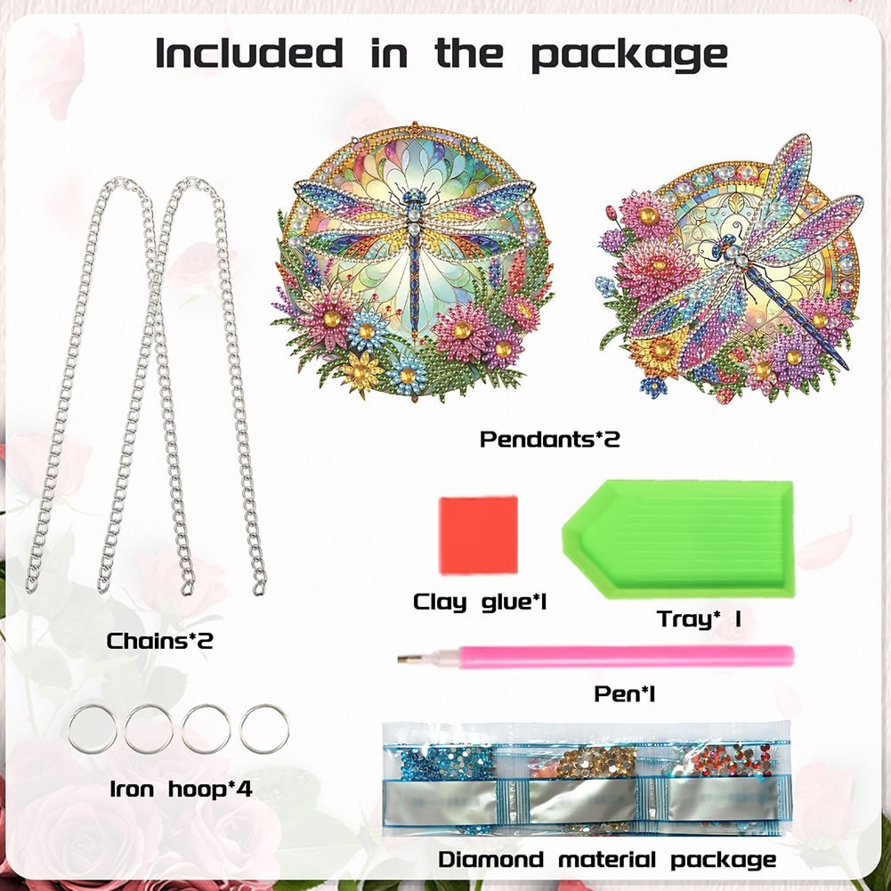2024 new arrival 2Pcs Beautiful Dragonfly 5D DIY Craft Pendant Kit