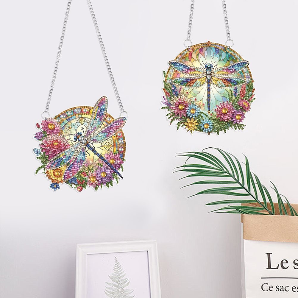 2024 new arrival 2Pcs Beautiful Dragonfly 5D DIY Craft Pendant Kit