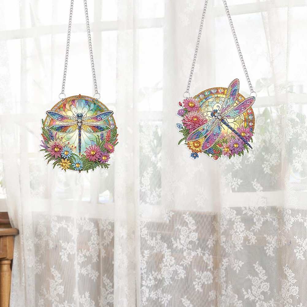 2024 new arrival 2Pcs Beautiful Dragonfly 5D DIY Craft Pendant Kit