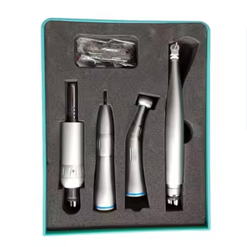 Dental 2/4 Hole Air Turbine Motor Contra Angle Handpiece Self-luminous LED High Speed Low Speed Handpiece Kit