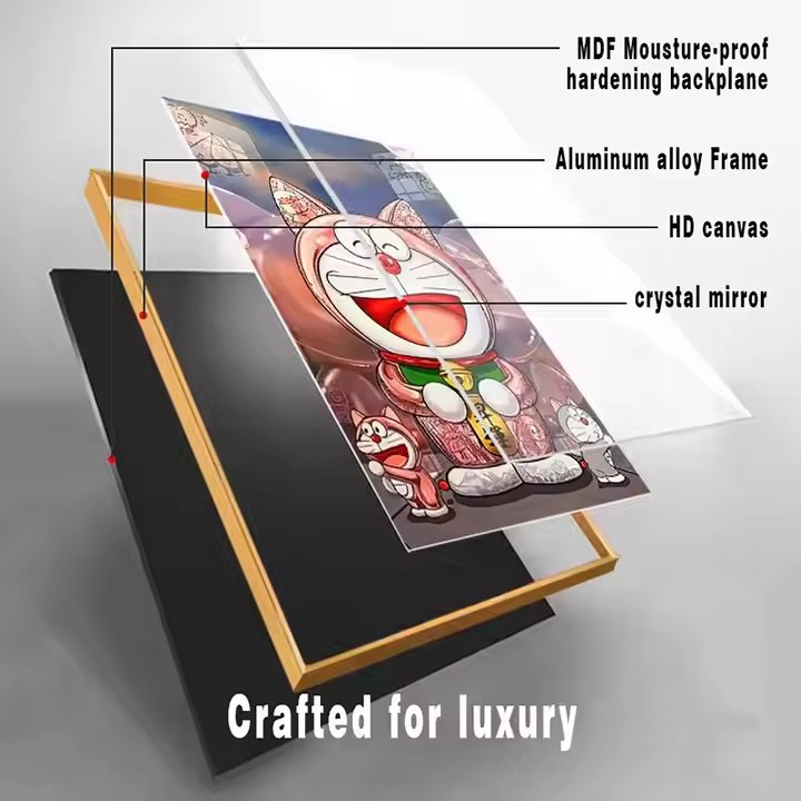 Wall Pictures Deer Printing Painting And Artwork Customized Decorative Print Glass Posters Luxury Home LED Decoration
