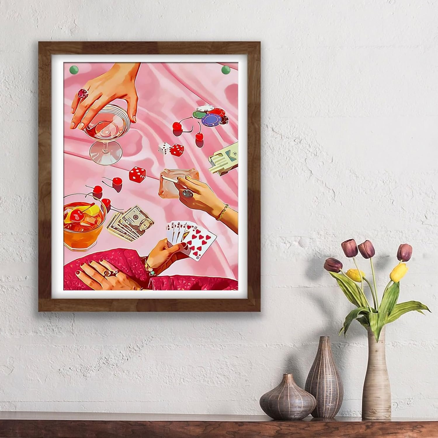 Pink Playing Card Diamond Painting Creative Board Game Diamond Painting Fashion Decoration Diamond Painting 30*40cm
