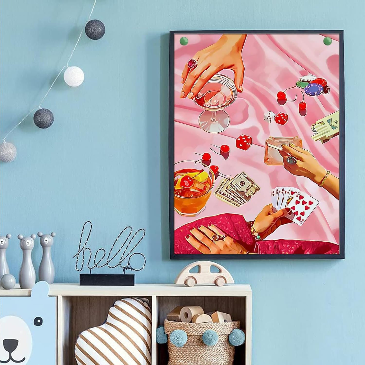 Pink Playing Card Diamond Painting Creative Board Game Diamond Painting Fashion Decoration Diamond Painting 30*40cm