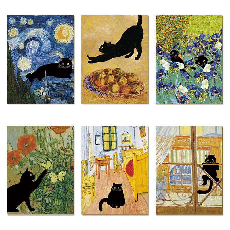Modern Home Decor Factory Wholesale 6pcs Set World Famous Core Paintings Anime Inspired Printed Canvas Wall Art Oil Paint Style