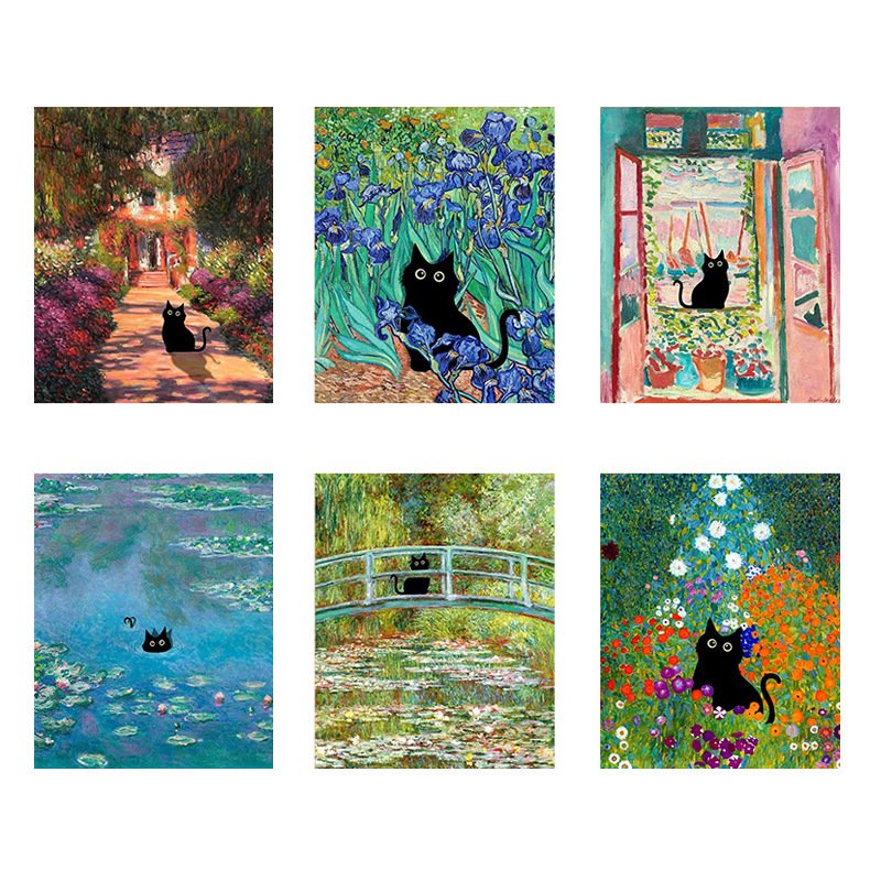 Modern Home Decor Factory Wholesale 6pcs Set World Famous Core Paintings Anime Inspired Printed Canvas Wall Art Oil Paint Style