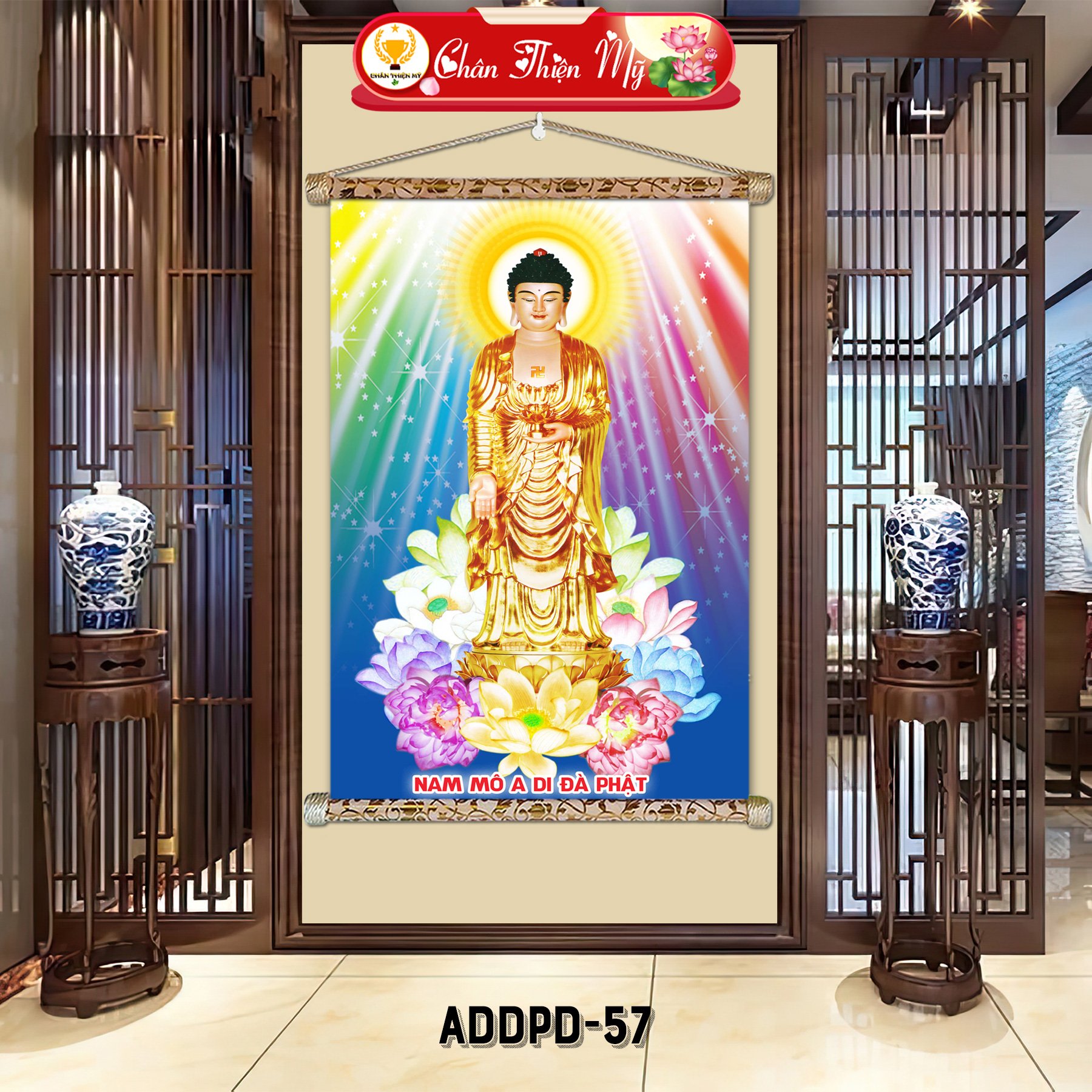 Modern art canvas Standing Amitabha buddha painting framed high-definition cheap manufacturer Vietnam