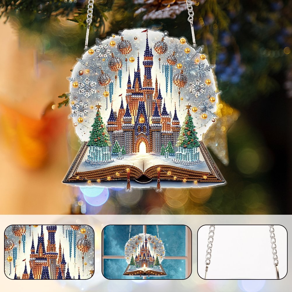 DIY Magic Castle Special Shaped Diamond Painting Hanging Ornament Custom Christmas Decor Acrylic Diamond Irregular Pendant