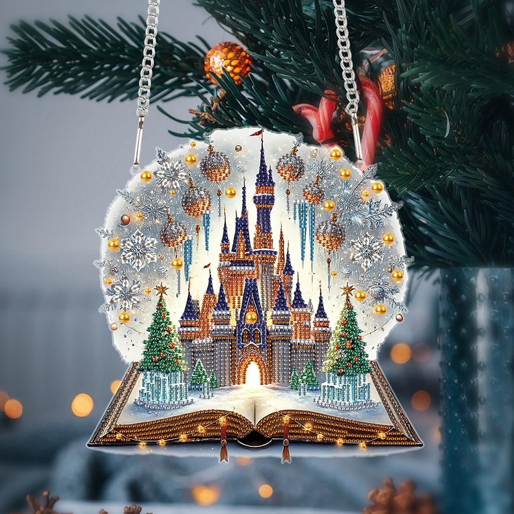 DIY Magic Castle Special Shaped Diamond Painting Hanging Ornament Custom Christmas Decor Acrylic Diamond Irregular Pendant