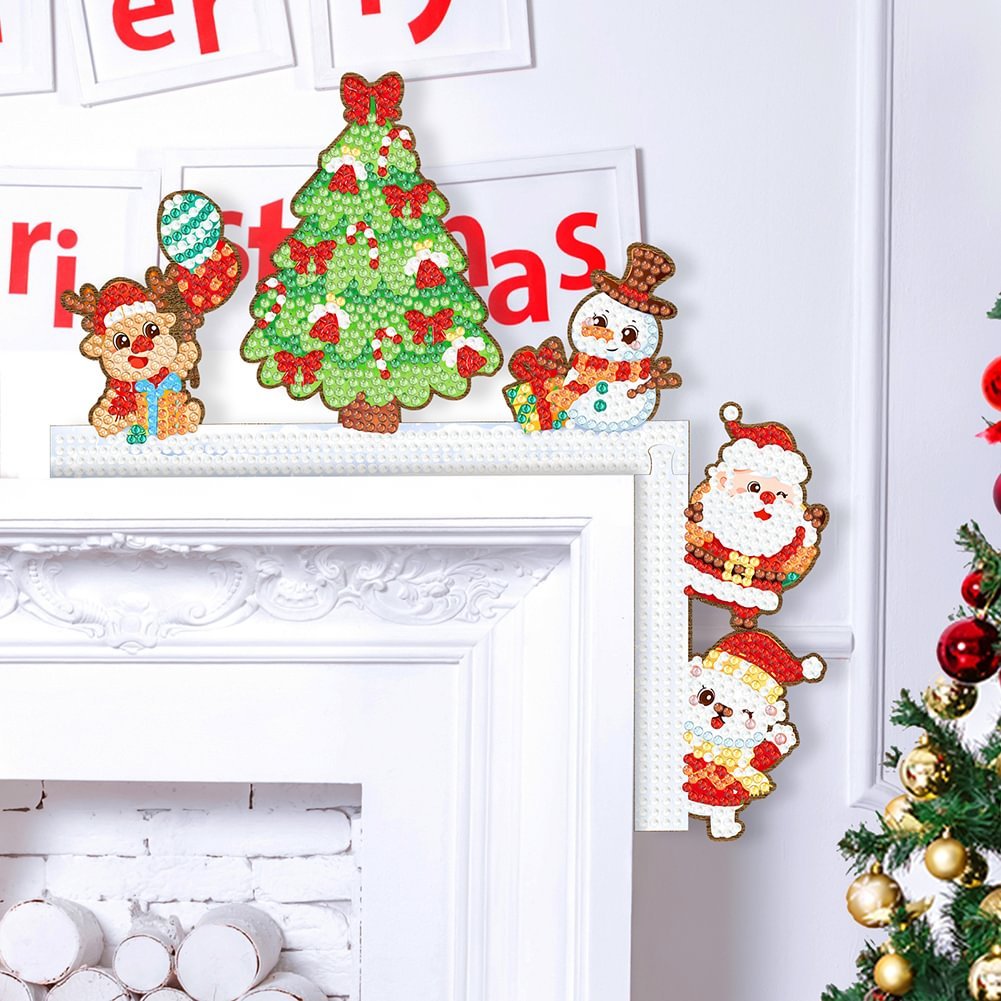 Wooden Christmas Gnome Door Corner Stickers 5D DIY Craft Sticker