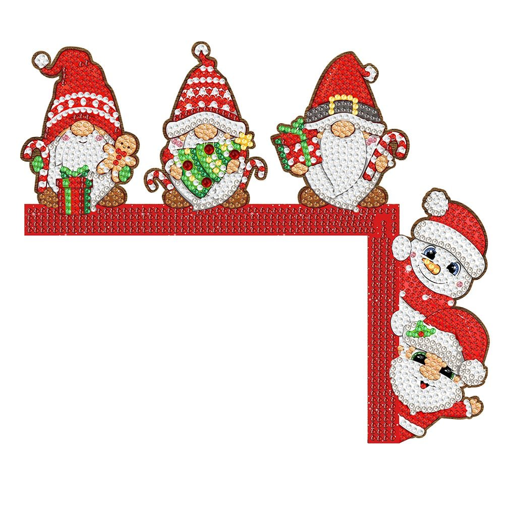 Wooden Christmas Gnome Door Corner Stickers 5D DIY Craft Sticker