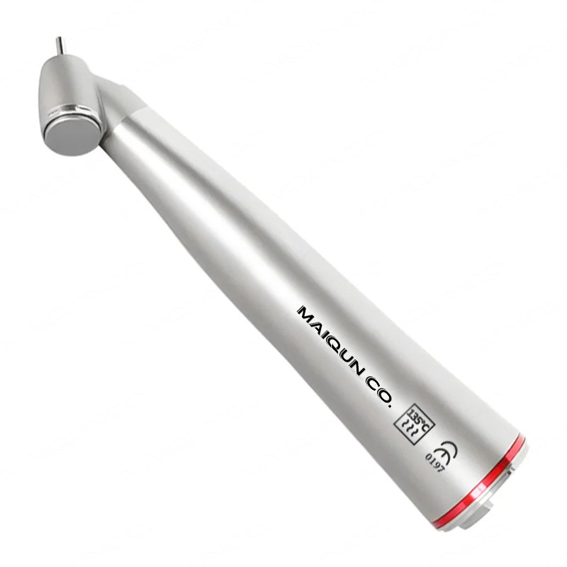 Dental 45 Degree Head Surgical Handpiece Red Ring Increasing Low Speed Air Turbine Led Fiber Opitc 1:4:2 Contra Angle Handpiece