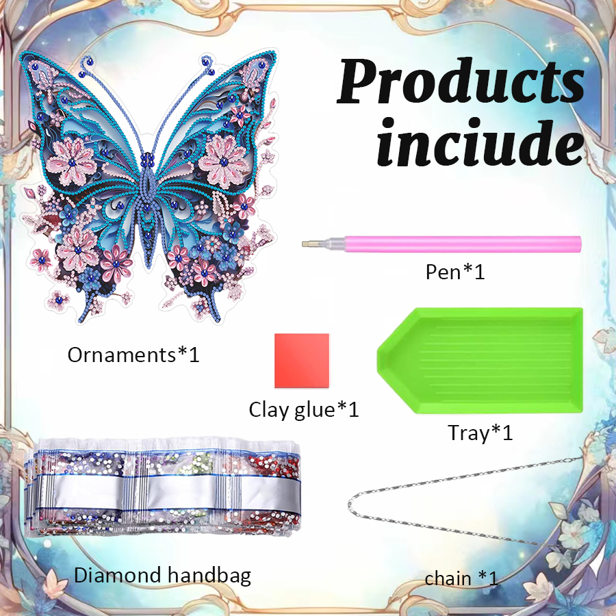 1PC 5D Handpainted Diamond Painting Pendant Butterfly DIY Special Shaped Diamond Home Decor Hanging Ornament