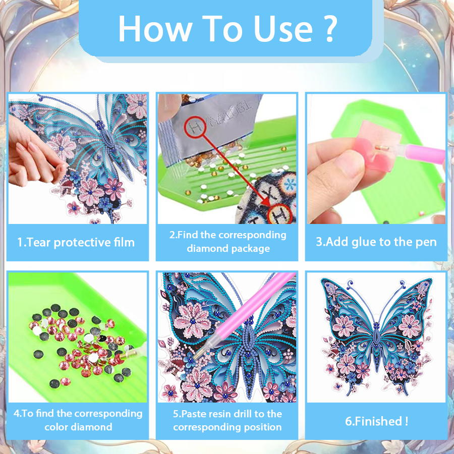 1PC 5D Handpainted Diamond Painting Pendant Butterfly DIY Special Shaped Diamond Home Decor Hanging Ornament