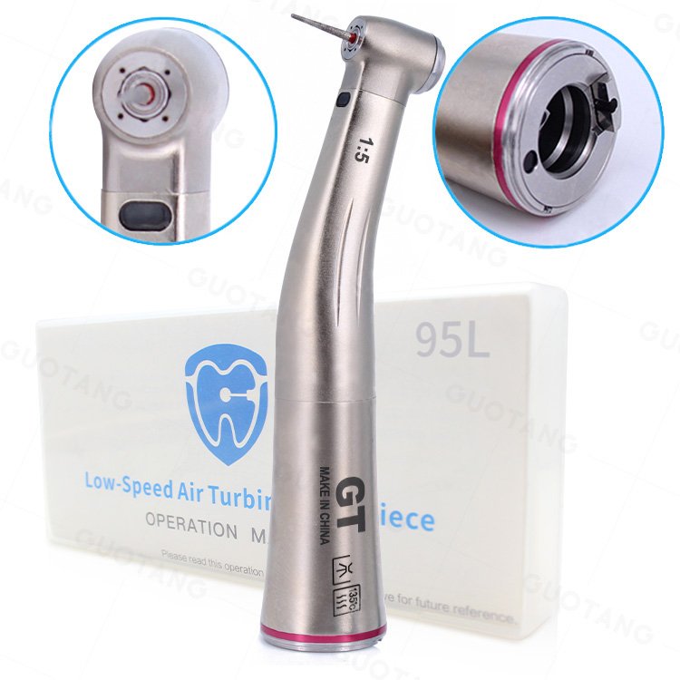 Dental Equipment Electrical Optic Fiber Micro Motor Turbines Turbina Increasing Slow Speed Contra Angle Red Belt 1:5 Handpiece