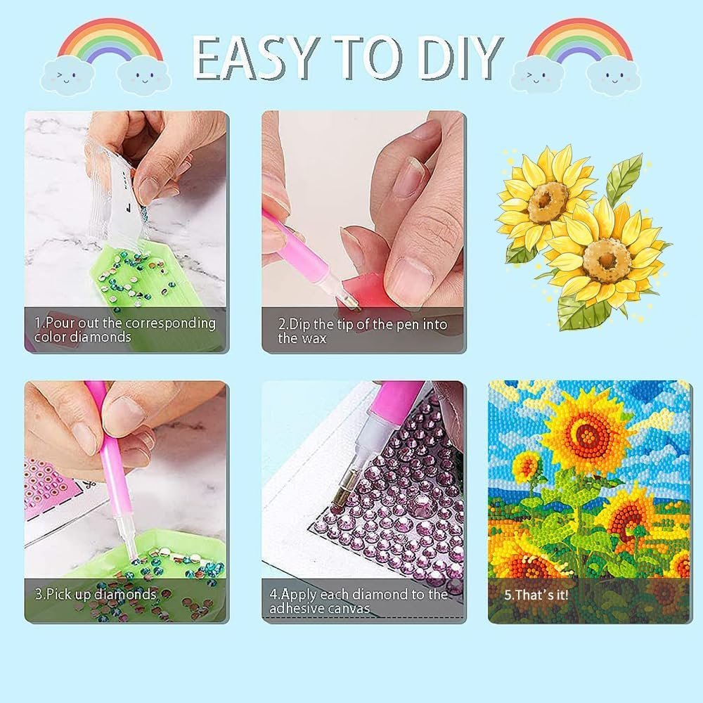 Cute 5D Diamond Art Kits Kawaii DIY Painting Art for Kids, Diamond Arts and Crafts Sets