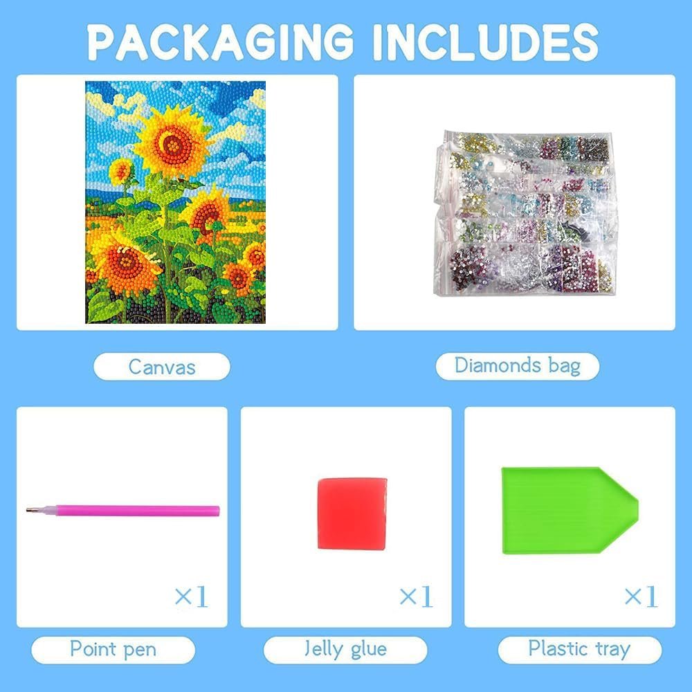 Cute 5D Diamond Art Kits Kawaii DIY Painting Art for Kids, Diamond Arts and Crafts Sets