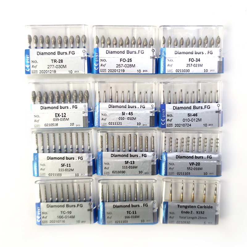 Standard Diamond Dental Burs Clinical High Speed Handpiece Grinding Polishing Tips