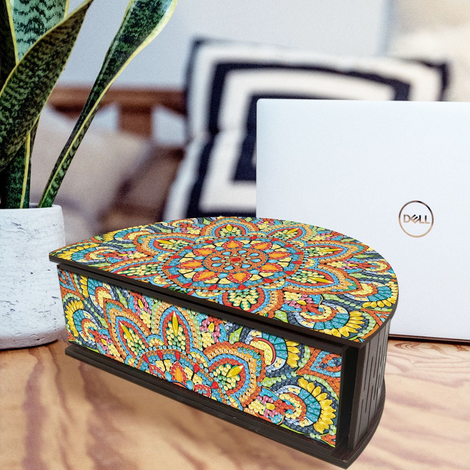 DIY 5D Mandala Diamond Painting Wooden Box Diamond Art Storage Box for Gifts Desktop Decor