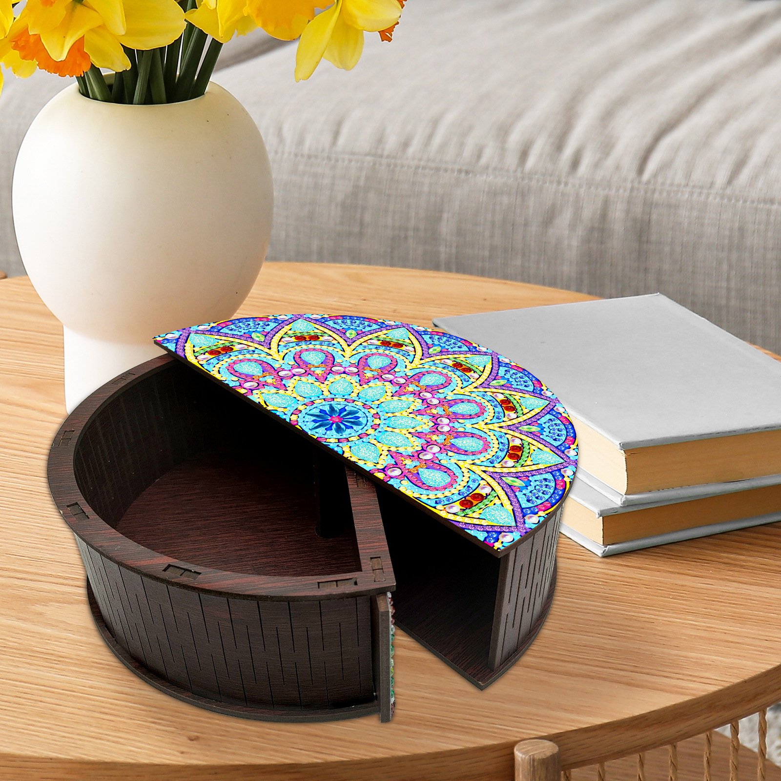 DIY 5D Mandala Diamond Painting Wooden Box Diamond Art Storage Box for Gifts Desktop Decor