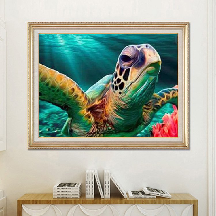 5d Diy Diamond Painting Turtle Ocean Animal Short Lint Canvas Painting Home Decor Diamond Embroidery Full Drill Wholesale