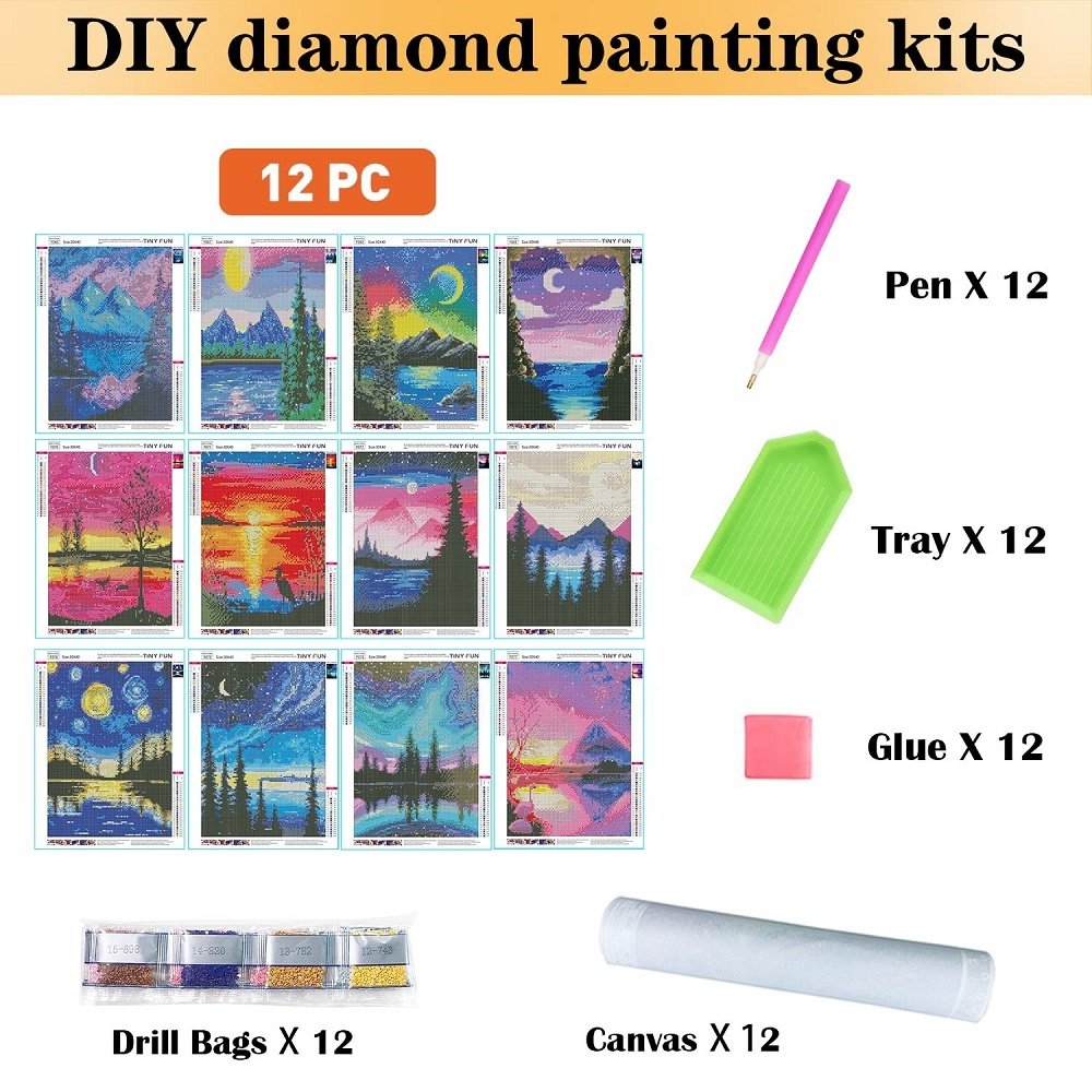 DIY Diamond Painting Kits for Adults 5D Diamond Art Kit Paint by Number for Beginners for Home Wall Decor Gift (12X16 Inch)