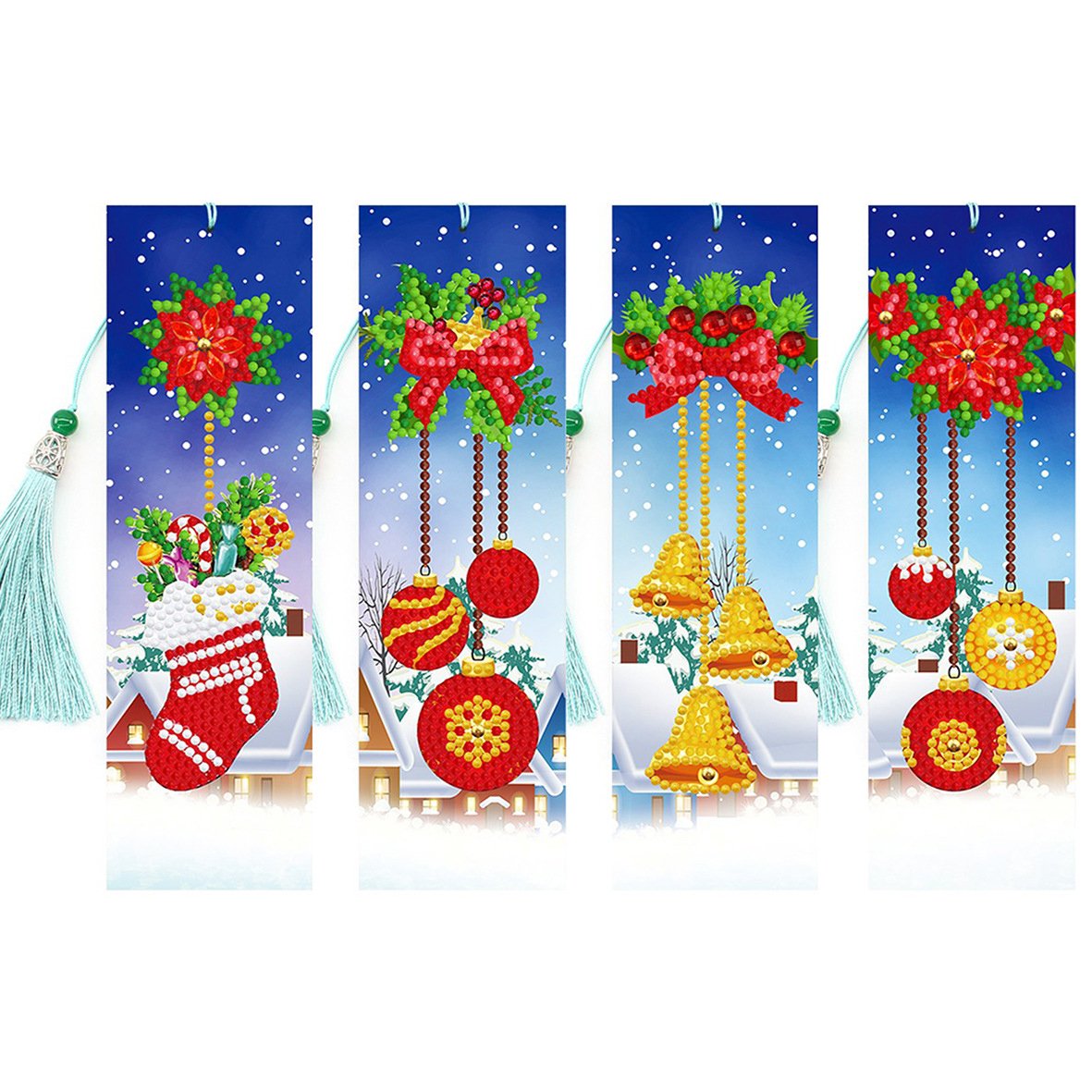 4PCS Personalized Custom Diamond Painting Bookmark Acrylic Creative Christmas Pattern Pendant Bookmark Wholesale