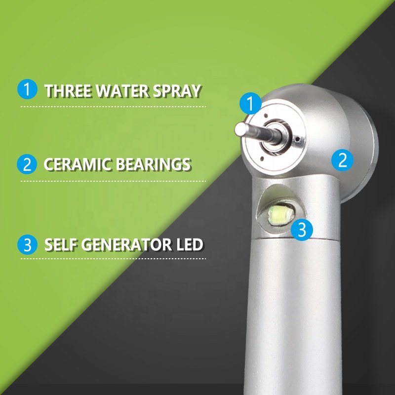 LXG049 LED Light Dental High Speed Handpiece E-Generator Air Turbine Push Button Dentist Tips OEM/ODM Laser Handpiece Dental