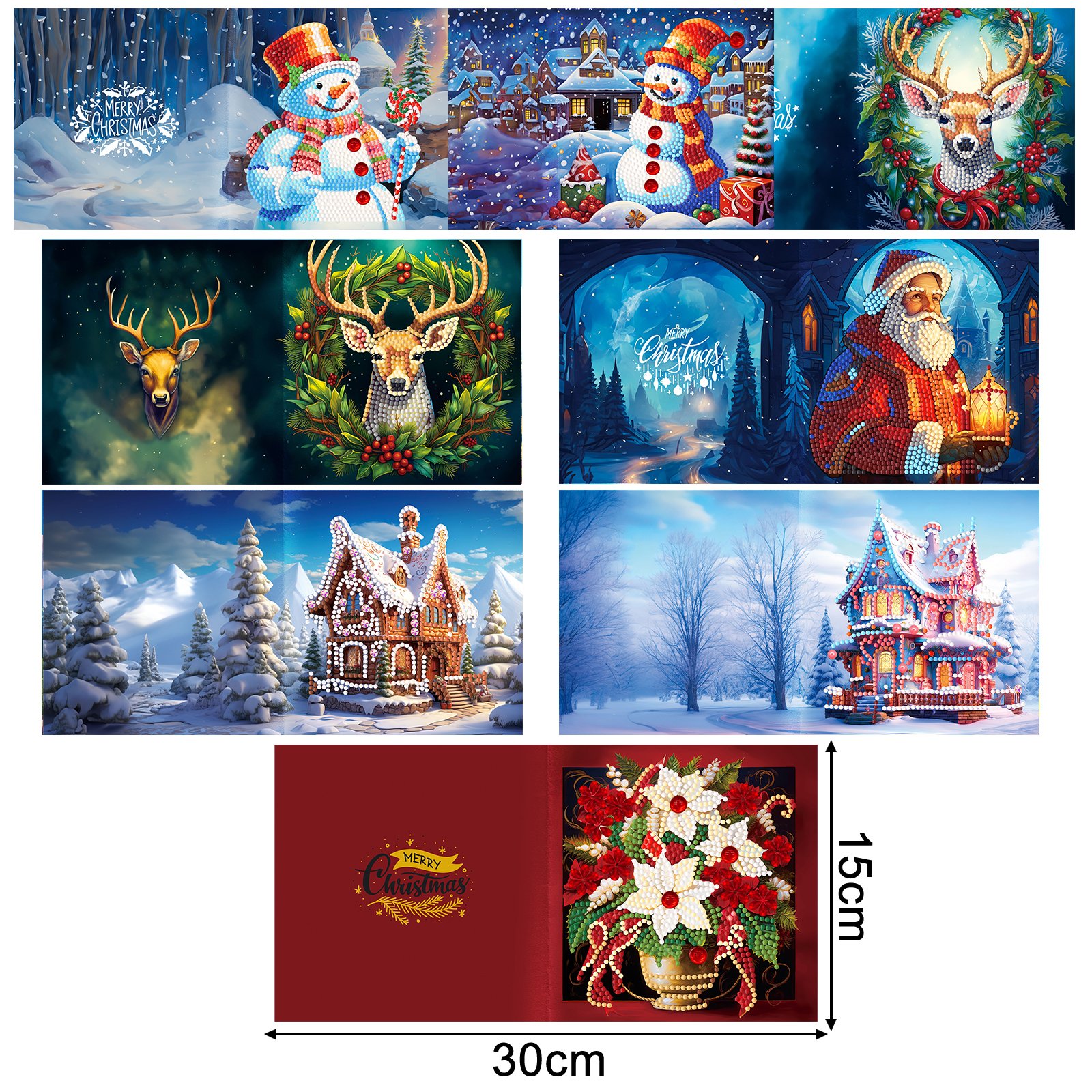 New Fashion Christmas DIY Diamond Painting Greeting Card With Mini Ornament Crafts Set Diamond Painting Greeting Card Kit