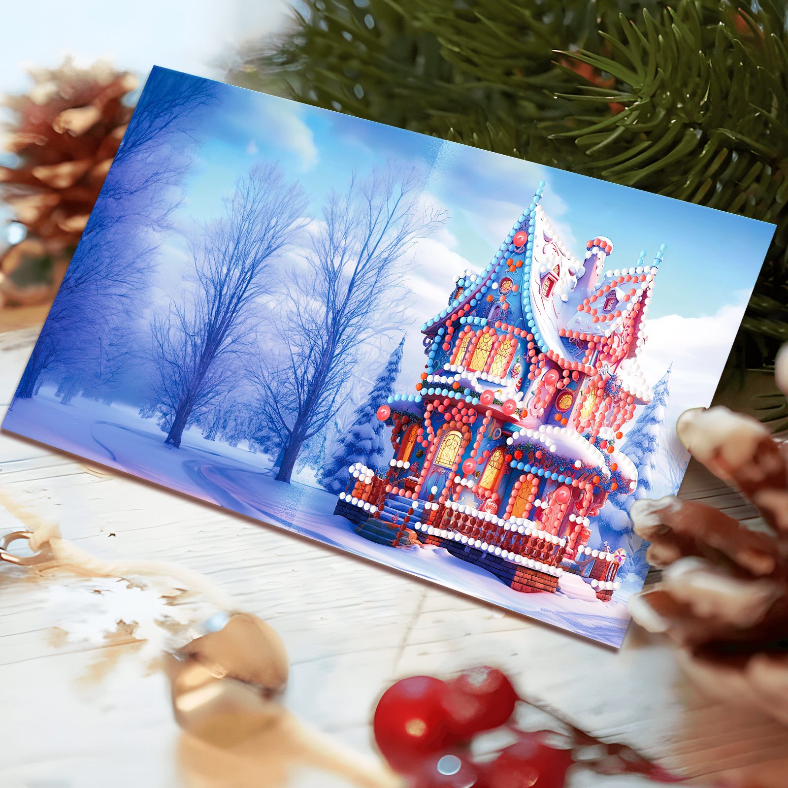 New Fashion Christmas DIY Diamond Painting Greeting Card With Mini Ornament Crafts Set Diamond Painting Greeting Card Kit