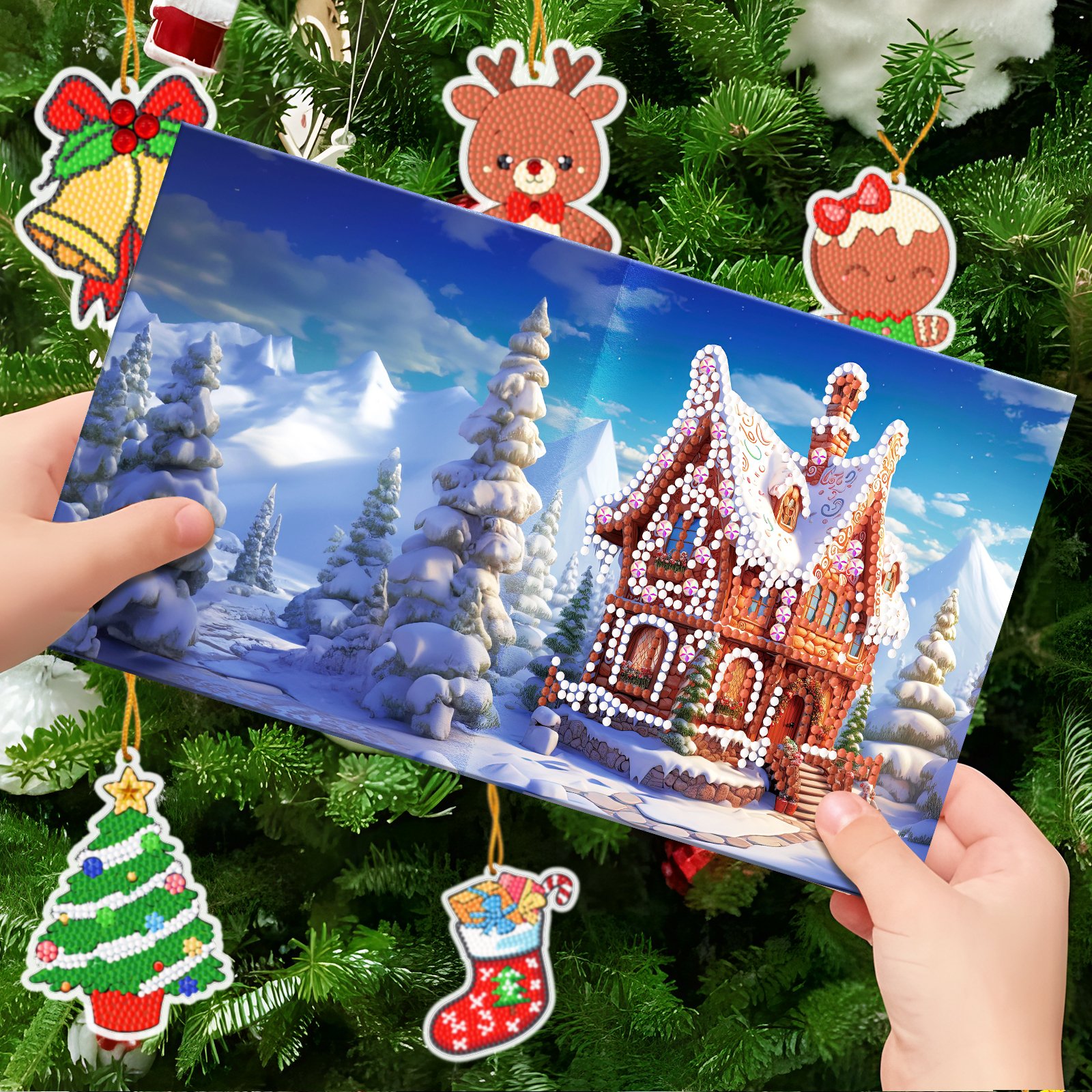 New Fashion Christmas DIY Diamond Painting Greeting Card With Mini Ornament Crafts Set Diamond Painting Greeting Card Kit
