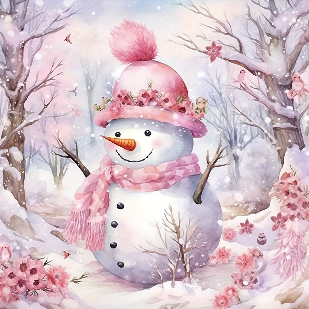Free Sample Custom Christmas Diamond Art Painting 5D DIY Kits Full Round Diamond Snowman Wall Decoration