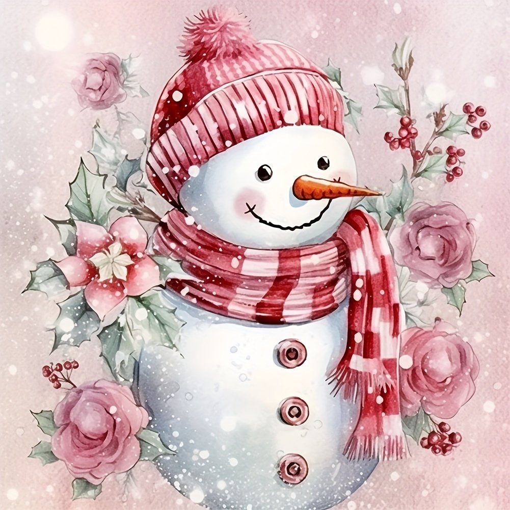 Free Sample Custom Christmas Diamond Art Painting 5D DIY Kits Full Round Diamond Snowman Wall Decoration