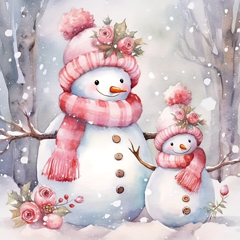 Free Sample Custom Christmas Diamond Art Painting 5D DIY Kits Full Round Diamond Snowman Wall Decoration