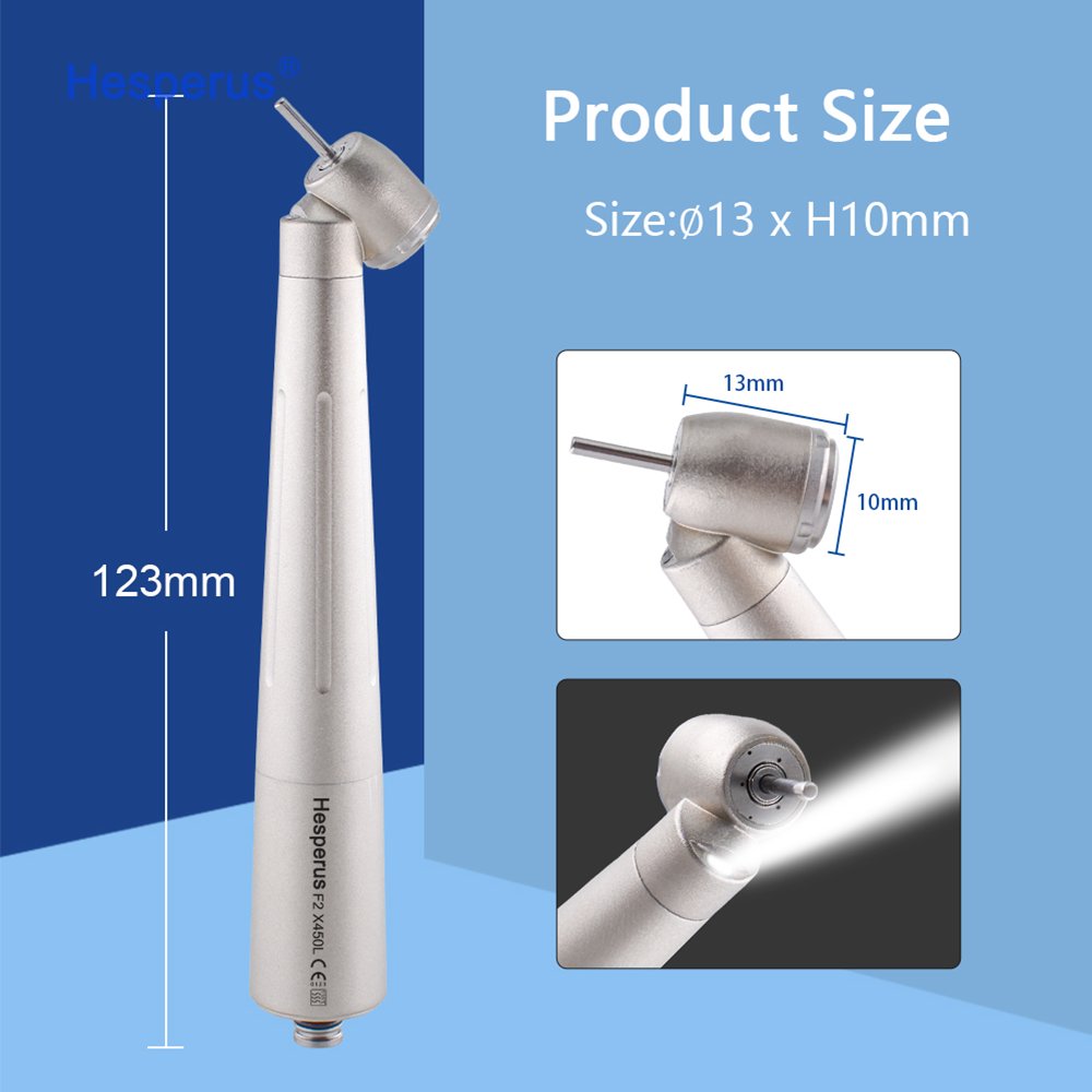 X450L Air Turbin Dental 45 Degree LED Fiber Optic High Speed Extraction Handpiece Button Compatible for NSK Coupler