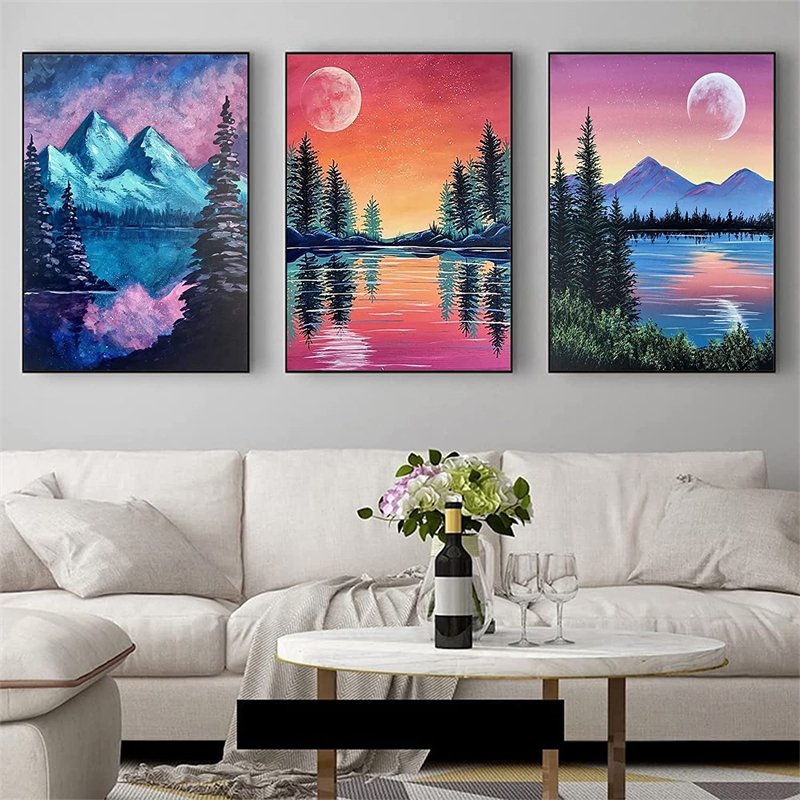 Customized 30x40cm Size Colorful Landscape Theme Round diamond paintings Kit