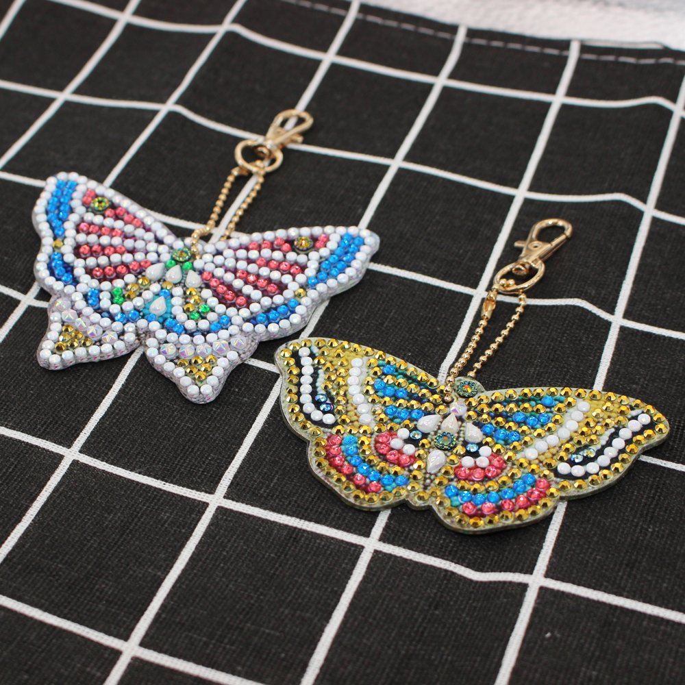 Diy 5d Diamond Painting Keychain Pendant Butterfly Handmade Artwork Package Decoration