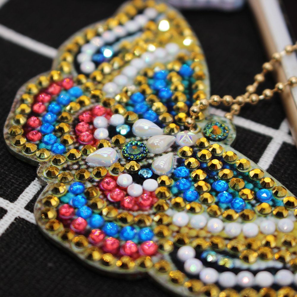 Diy 5d Diamond Painting Keychain Pendant Butterfly Handmade Artwork Package Decoration
