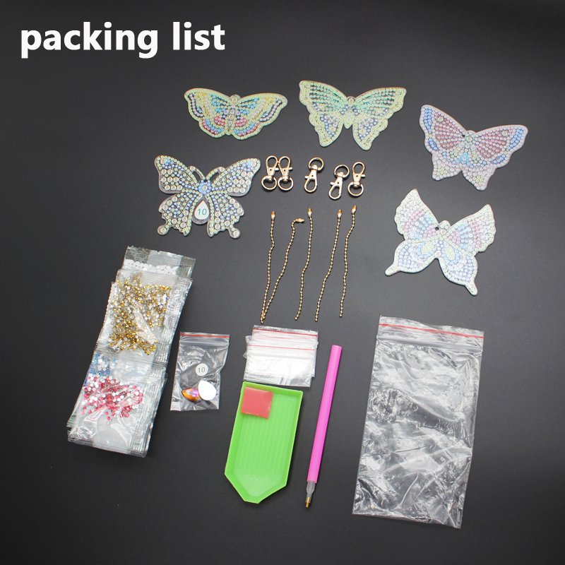 Diy 5d Diamond Painting Keychain Pendant Butterfly Handmade Artwork Package Decoration